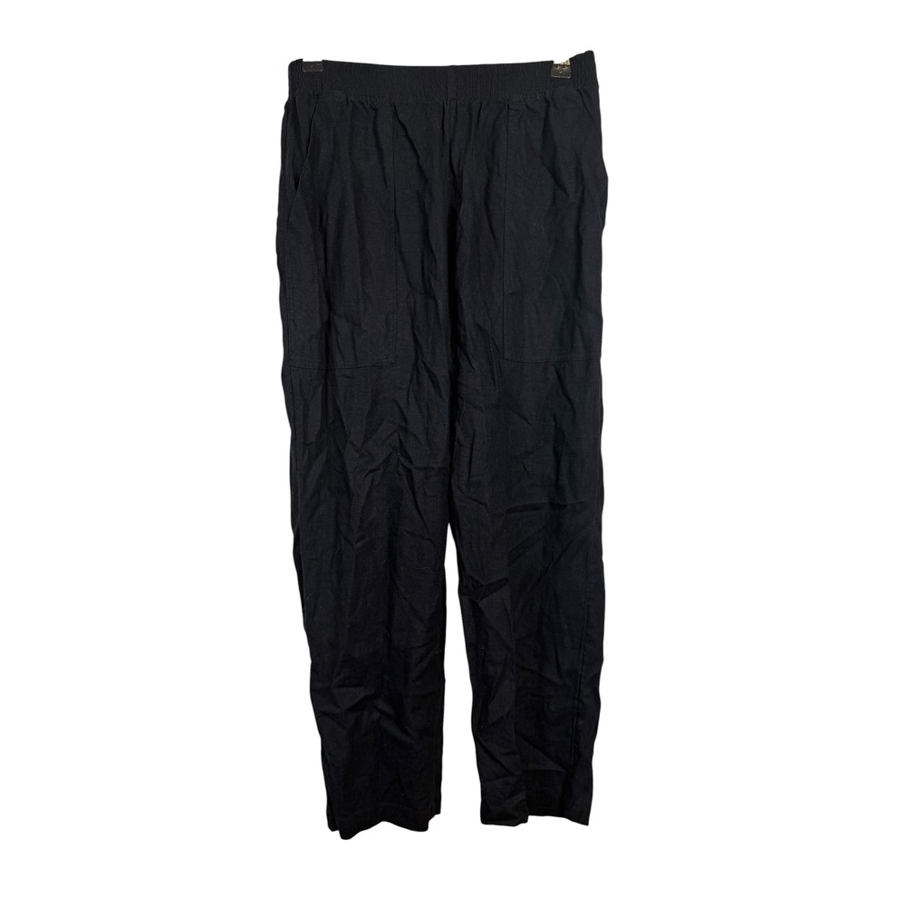 Wilfred Free Aritzia Black Linen Blend Elastic Waist Pocket Pants XS HLXE 108149